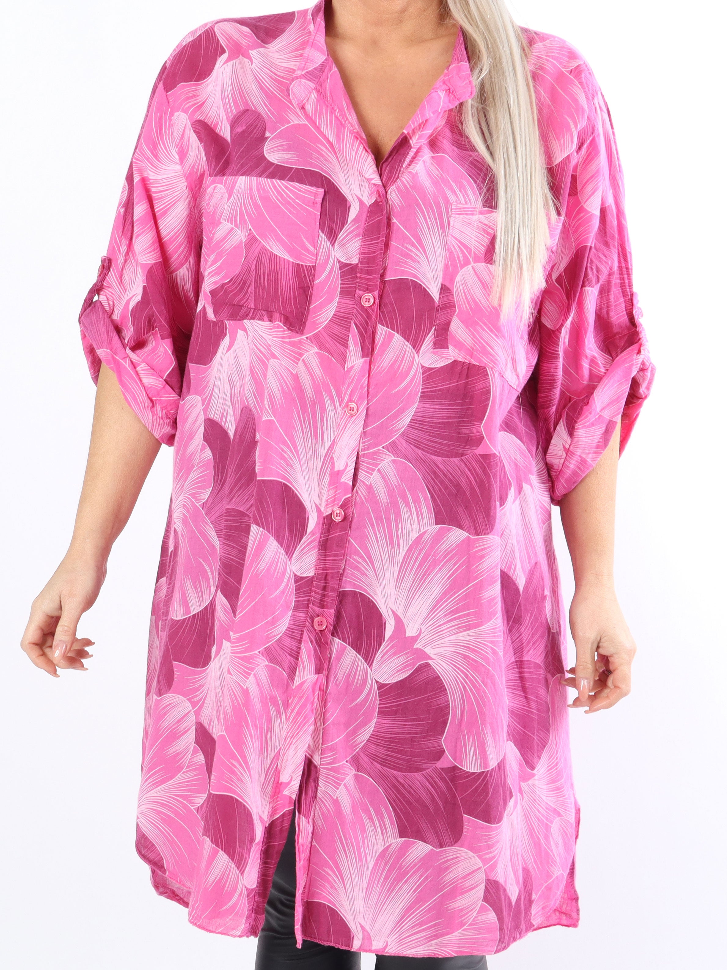 Silvana - Plus size skjorte i let mønstret stof